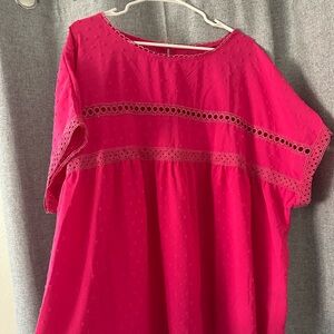 SHEIN Pink Eyelet Blouse